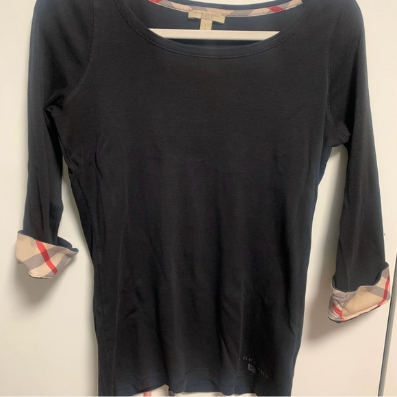 Burberry Brit With Nova check/plaid Accents 3/4 Sleeve Tee - Picture 2 of 3